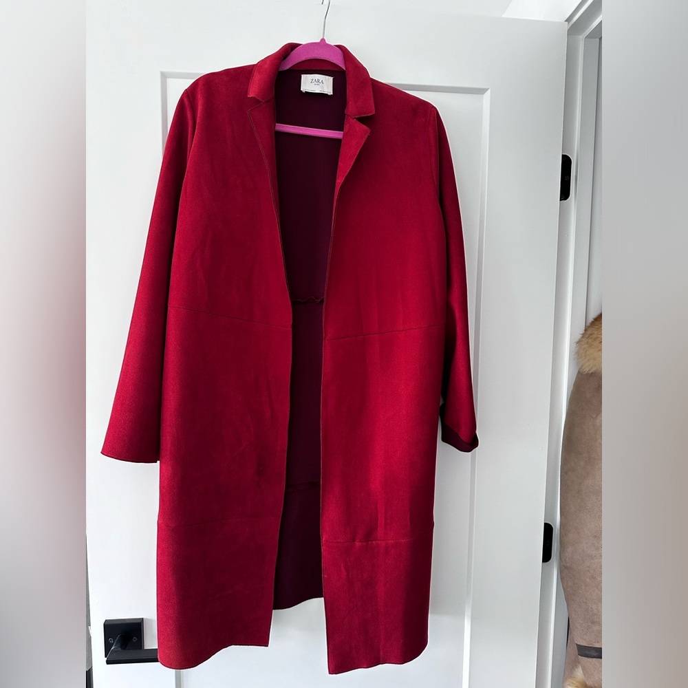 Zara Burgundy Women Suede Sweater Size Small